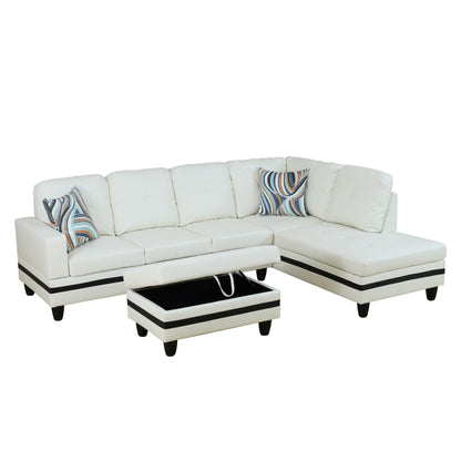 Semi PU Synthetic Leather 3-Piece Couch Living Room Sofa Set