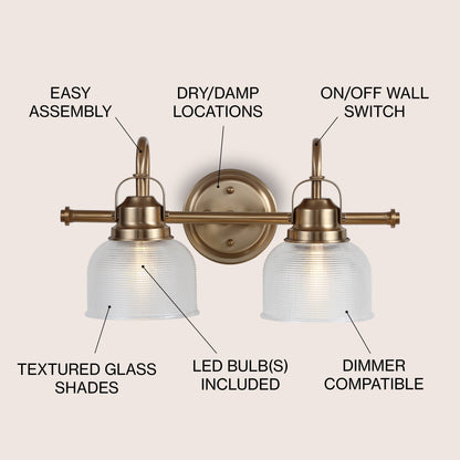 Shirley Metal/Glass LED Vanity Light, by JONATHAN Y