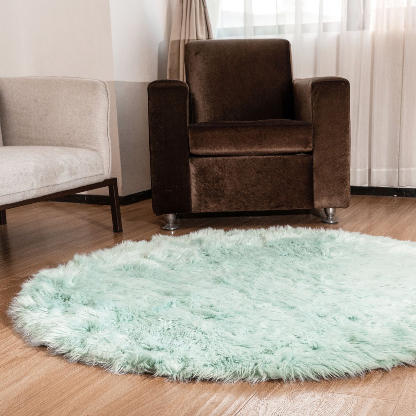 Silver Orchid Parrott Faux Fur Sheepskin Area Rug