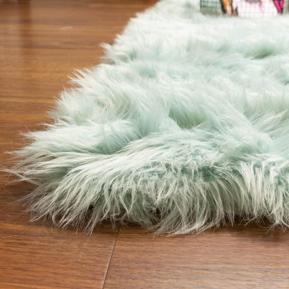 Silver Orchid Parrott Faux Fur Sheepskin Area Rug