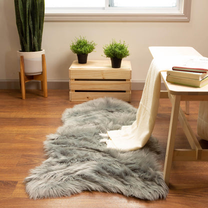 Silver Orchid Parrott Faux Fur Sheepskin Area Rug