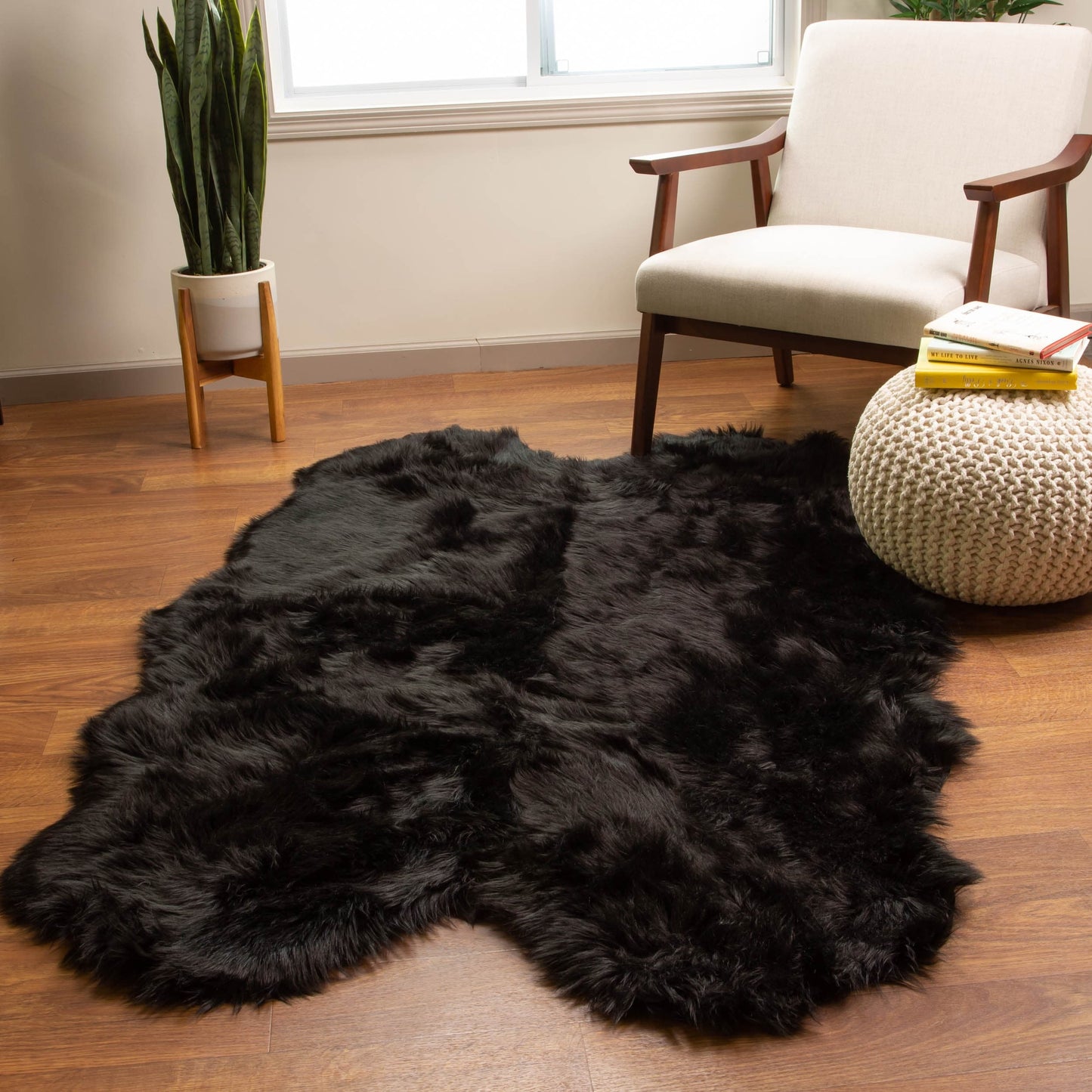 Silver Orchid Parrott Faux Fur Sheepskin Area Rug