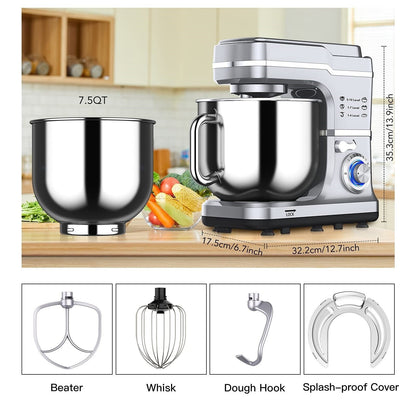 Stand Mixer - 7.5QT Capacity, 10-Speed Settings, 660W Motor