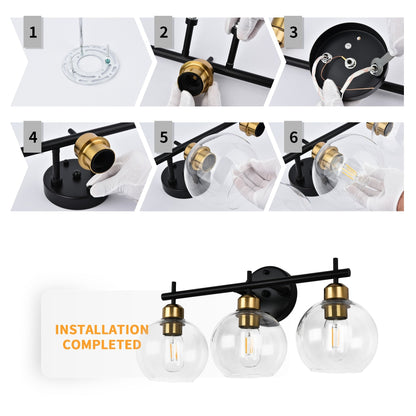 Starsky 4-Lights Modern Dimmable Bathroom Vanity Light with Globe Glass Shade