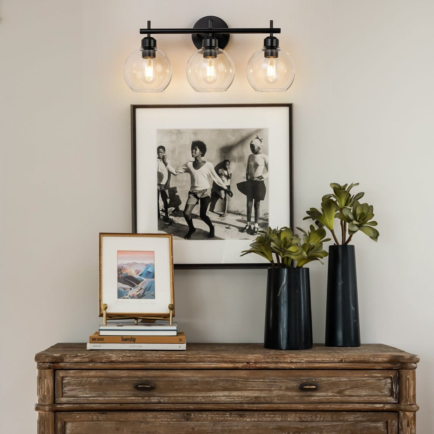 Starsky 4-Lights Modern Dimmable Bathroom Vanity Light with Globe Glass Shade