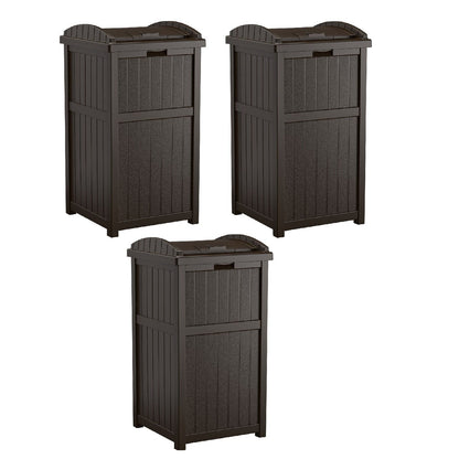 Suncast 30 Gallon Hideaway Trash Waste Bins for Outdoor, Cyberspace