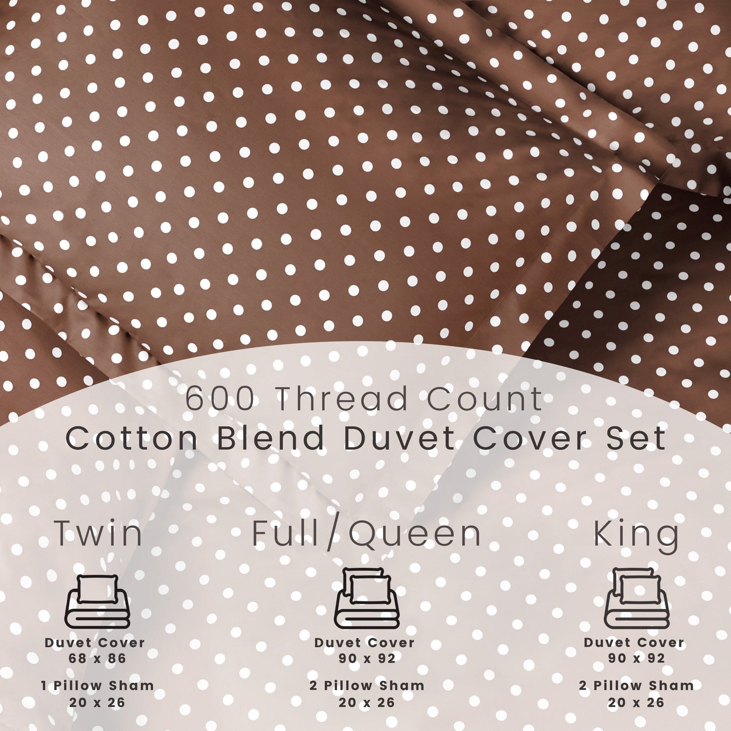 Superior Thread Count 600TC Polka Dot Cotton Blend Duvet Cover Set