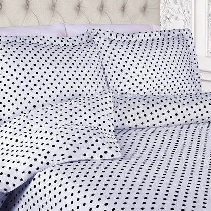 Superior Thread Count 600TC Polka Dot Cotton Blend Duvet Cover Set