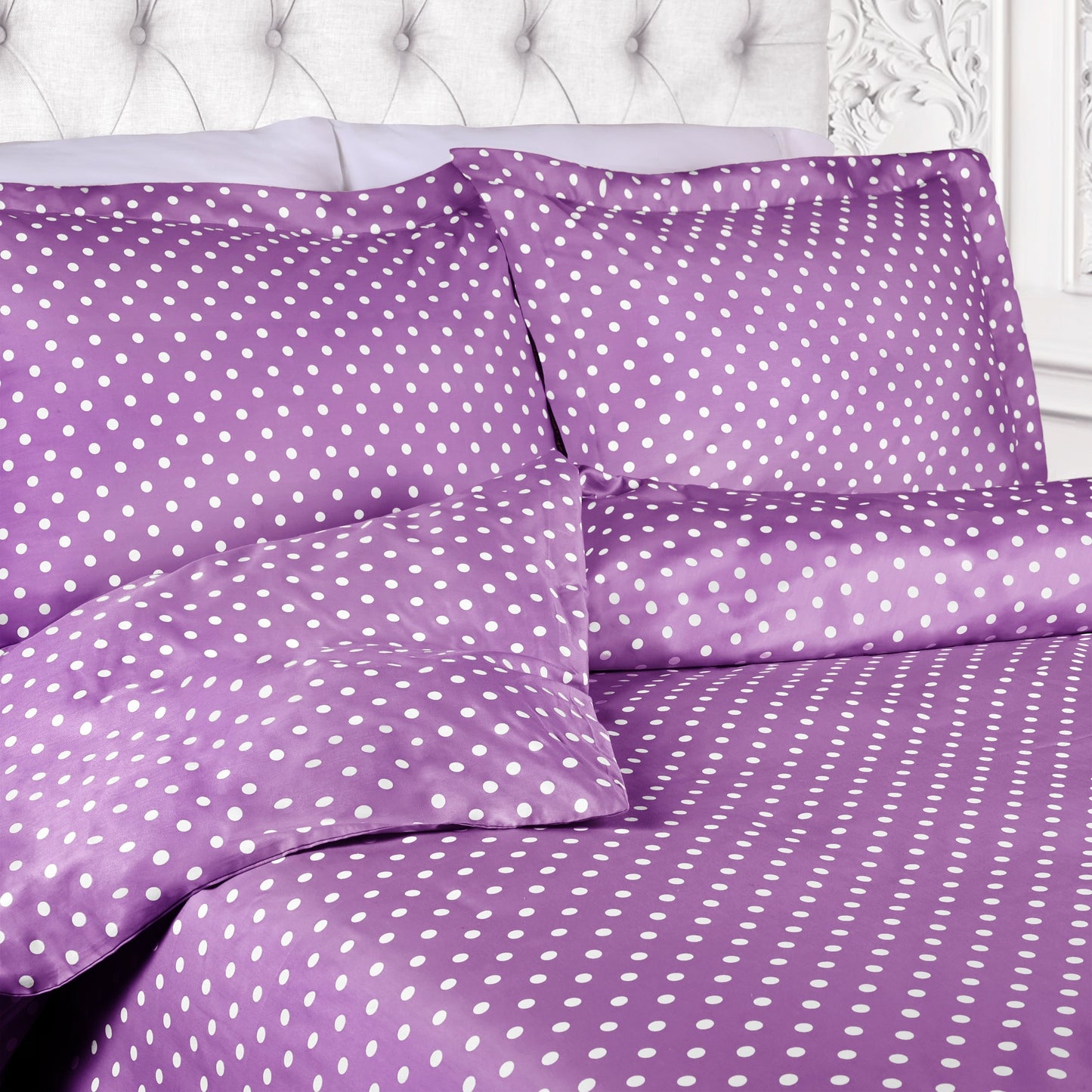 Superior Thread Count 600TC Polka Dot Cotton Blend Duvet Cover Set