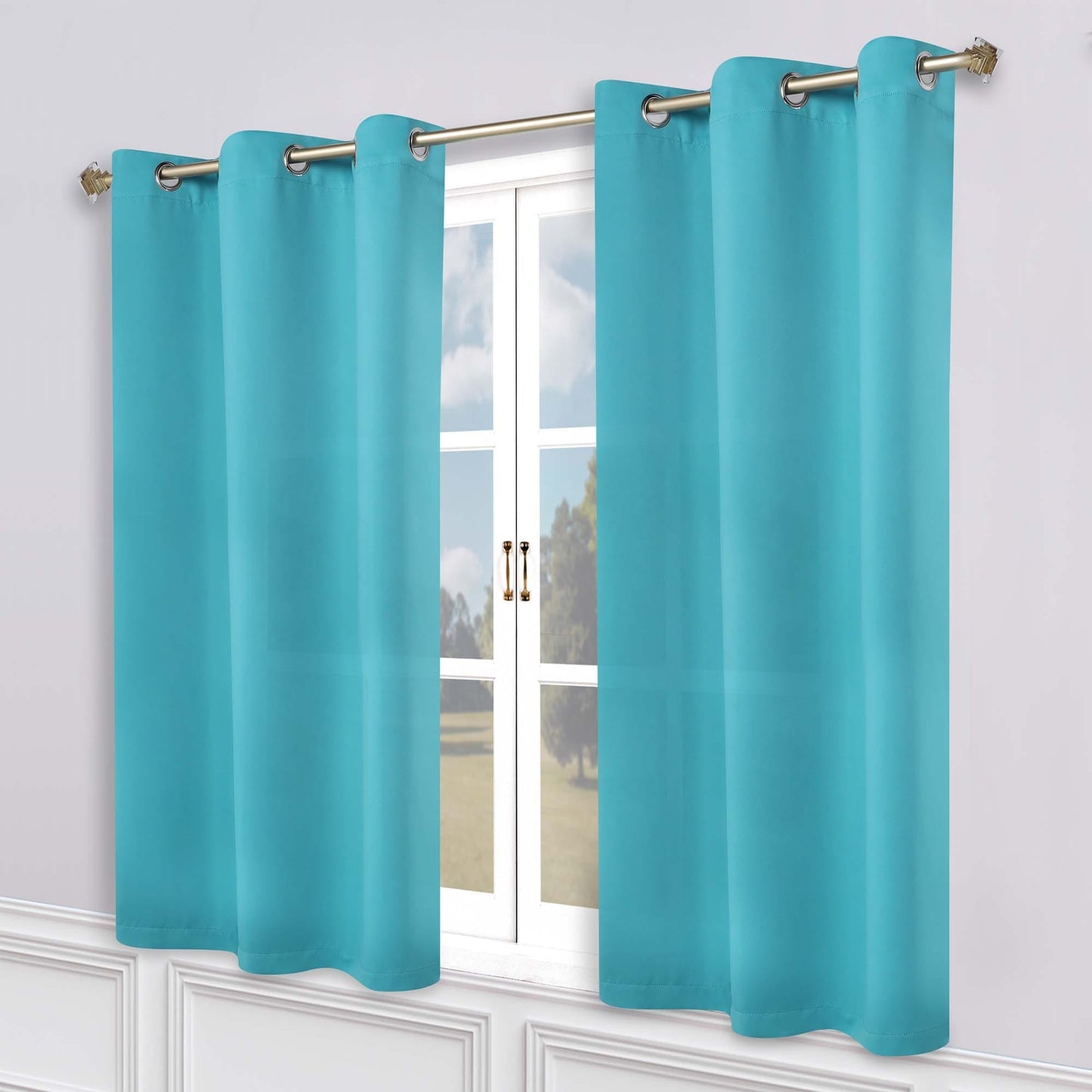 Superior Modern Solid Washable Room Darkening Blackout Curtains, Set of 2 Panels