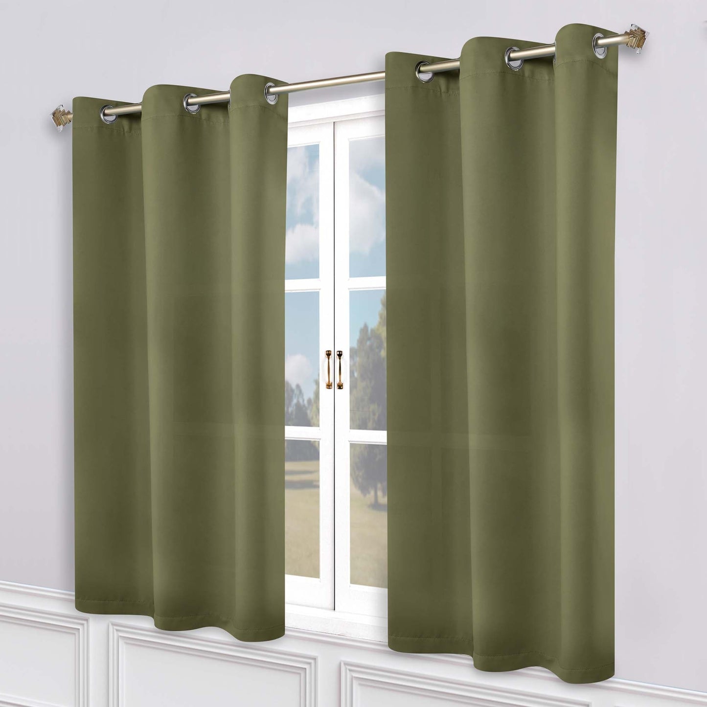 Superior Modern Solid Washable Room Darkening Blackout Curtains, Set of 2 Panels