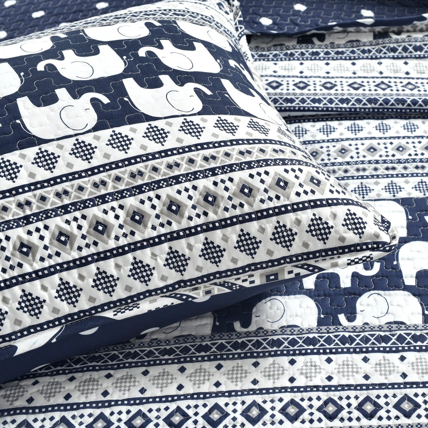 Taylor & Olive Ever-Tru Elephant Stripe 5-piece Quilt Set