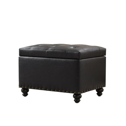 Tufted Storage Ottoman Bench, Rectangular Footstool