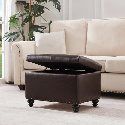 Tufted Storage Ottoman Bench, Rectangular Footstool