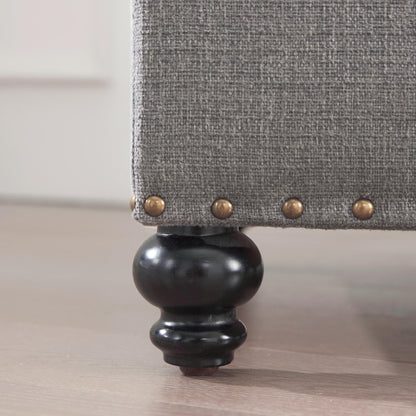 Tufted Storage Ottoman Bench, Rectangular Footstool