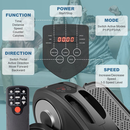 Under Desk Elliptical Machine, Elliptical Trainer with Remote Control Seated Pedal Exerciser for Seniors Adults and Teens