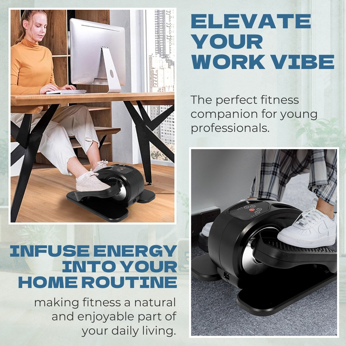 Under Desk Elliptical Machine, Elliptical Trainer with Remote Control Seated Pedal Exerciser for Seniors Adults and Teens