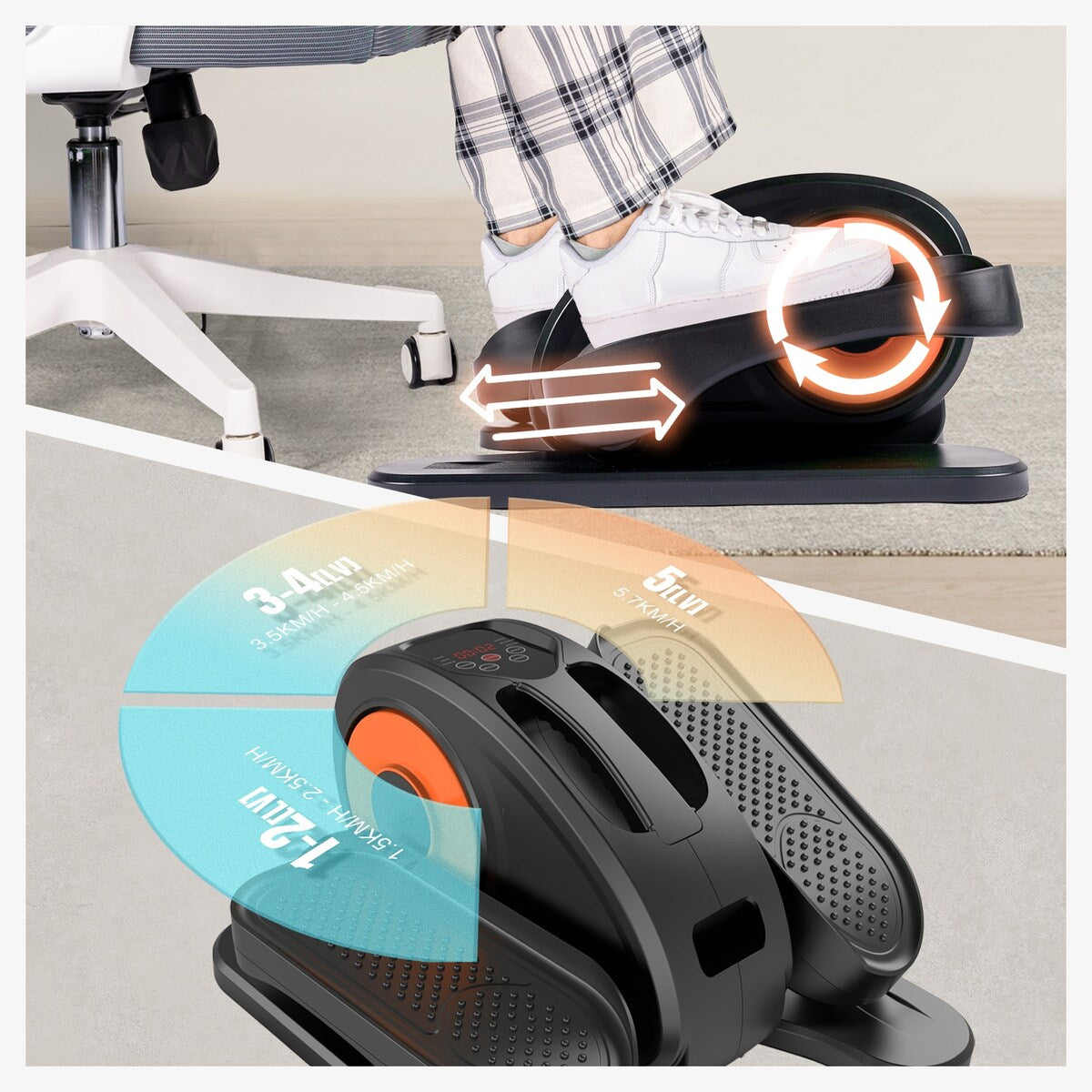 Under Desk Elliptical Machine, Elliptical Trainer with Remote Control Seated Pedal Exerciser for Seniors Adults and Teens