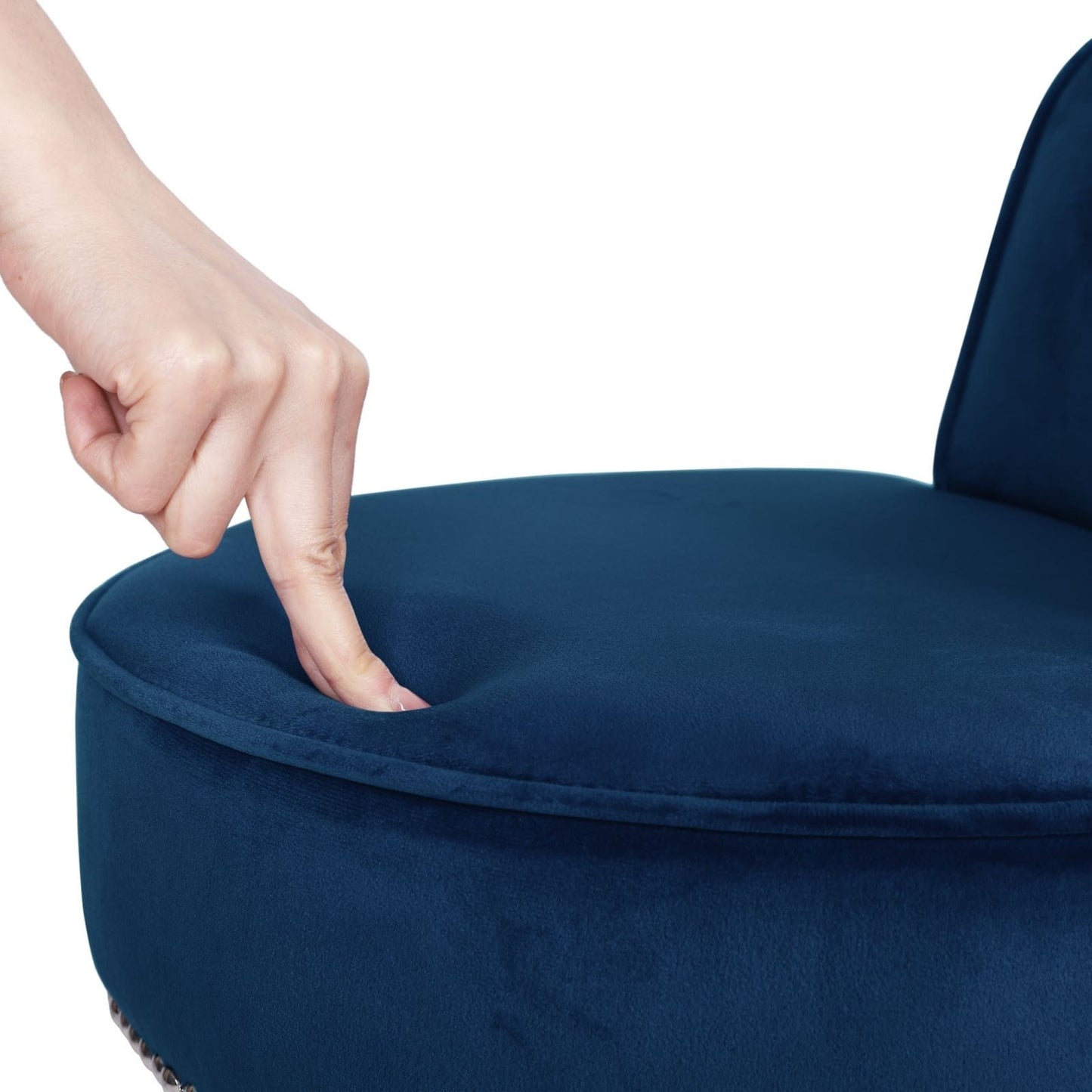 VEIKOUS Makeup Vanity Stool Chair with Low Back and Wood Legs-17.3 x 15.7 x 25.1