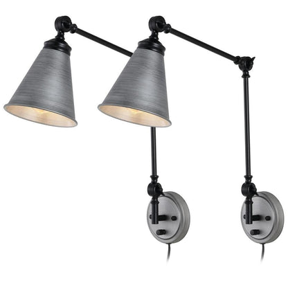 WINGBO Industrial Swing Arm Wall Sconce with Metal Shade,2-Pack...