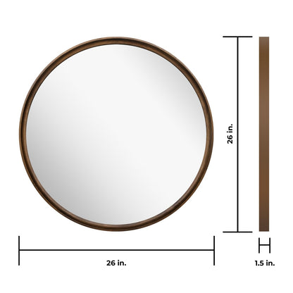 Classic Wooden Frame Farmhouse Round Wall Mirror