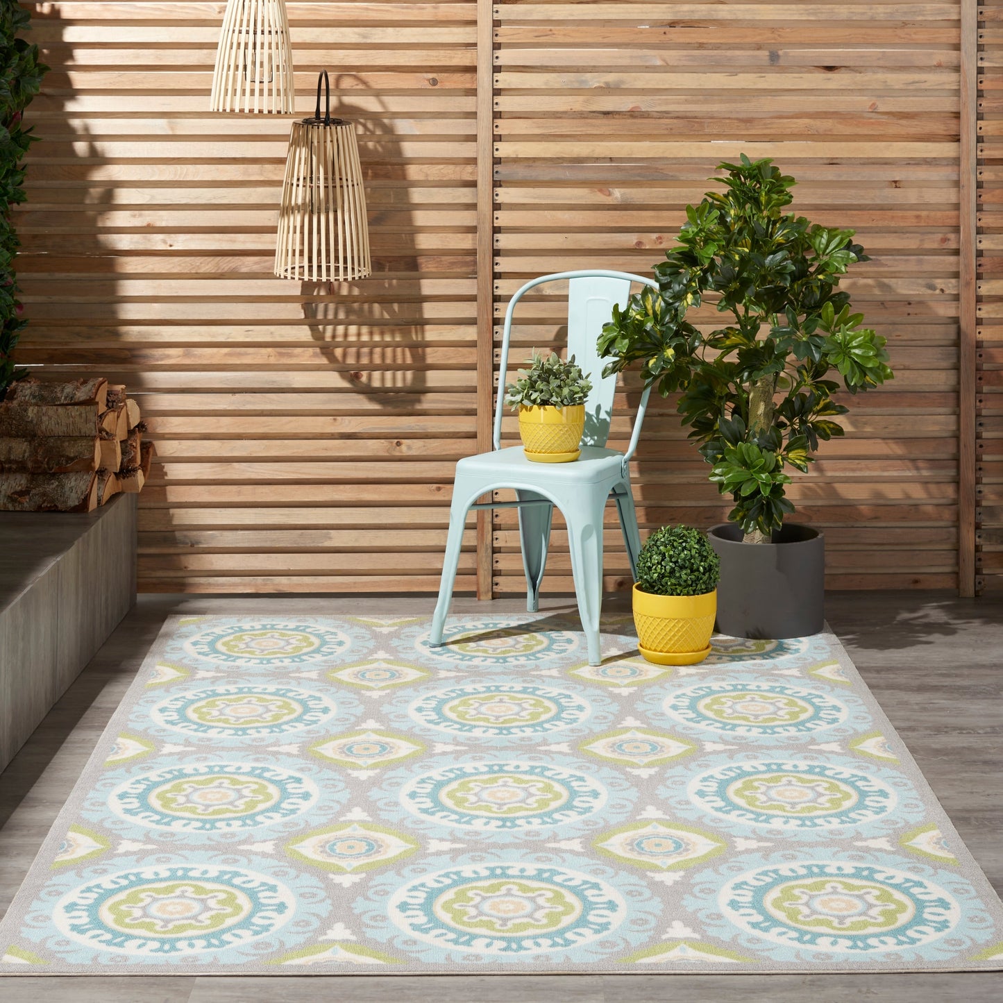 Waverly Sun N' Shade Indoor Outdoor Boho Medallion Area Rug