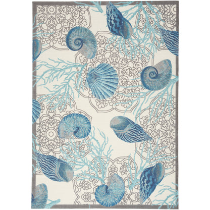 Waverly Sun & Shade Shore Thing Tropical Sea Shell Floral Indoor Outdoor Area Rug