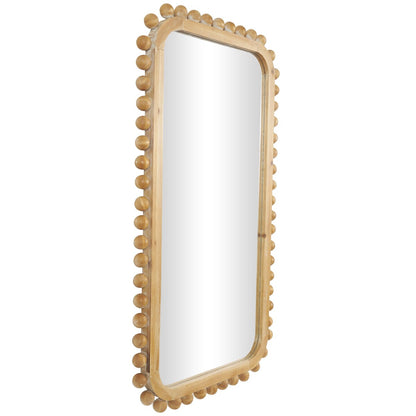 Wood Wall Mirror with Beaded Frame - Brown - Roche River Decor