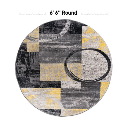 World Rug Gallery Abstract Polypropylene Machine-Made Circle Area Rug