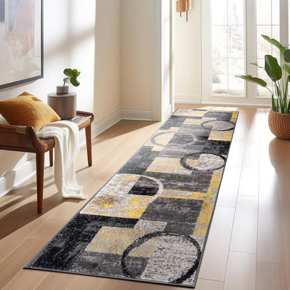 World Rug Gallery Abstract Polypropylene Machine-Made Circle Area Rug