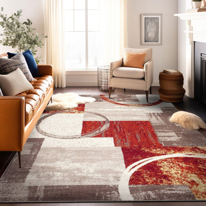 World Rug Gallery Abstract Polypropylene Machine-Made Circle Area Rug