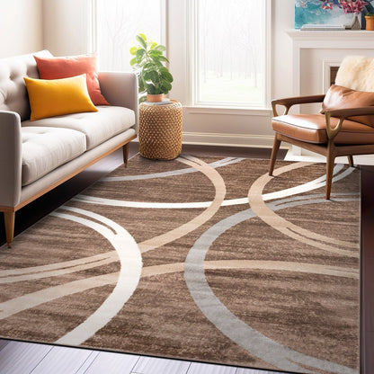 World Rug Gallery Contemporary Abstract Circles Design Area Rug