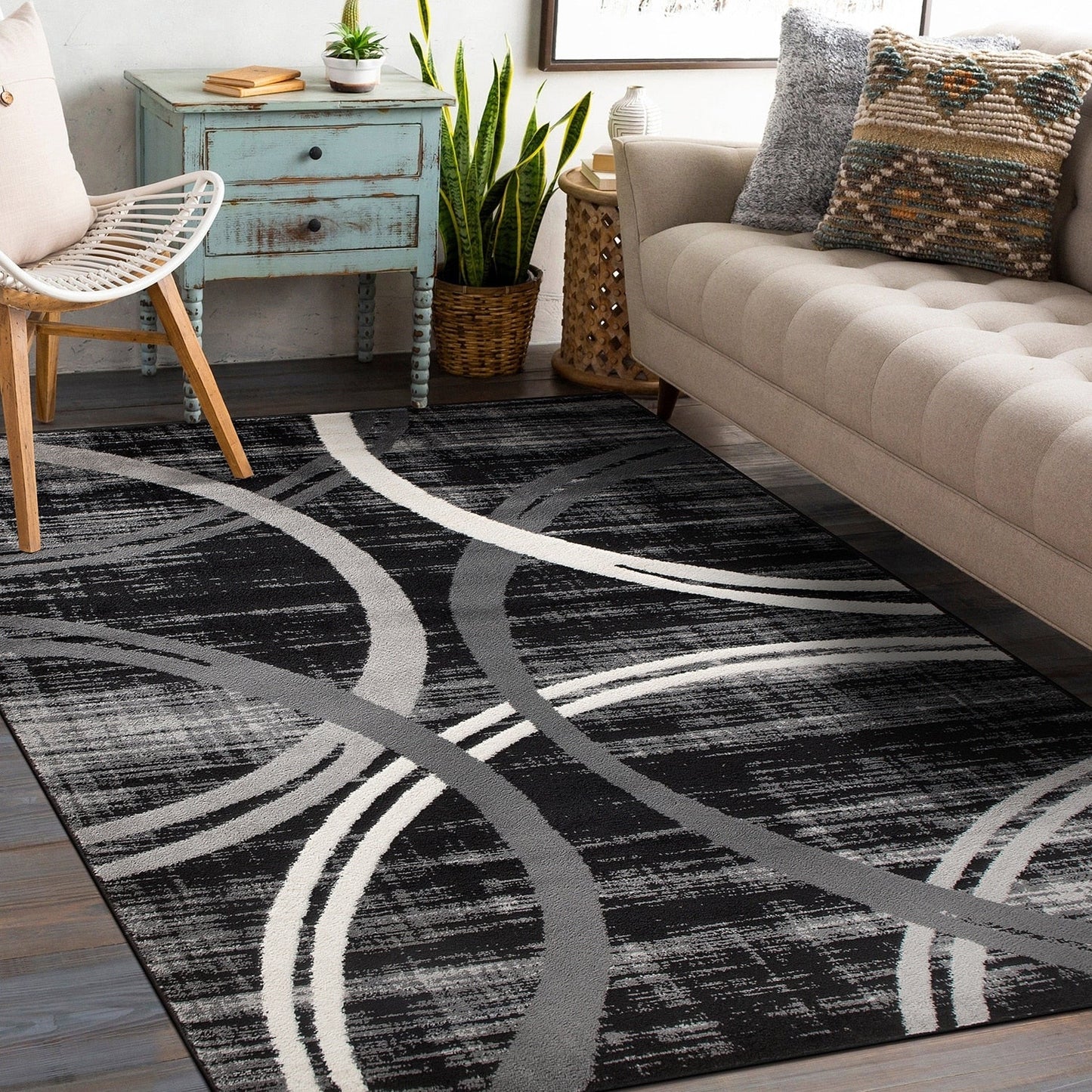 World Rug Gallery Contemporary Abstract Circles Design Area Rug