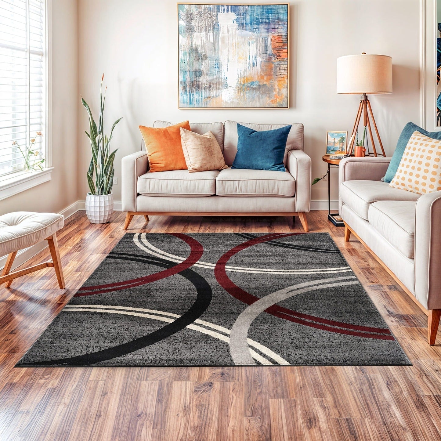 World Rug Gallery Contemporary Abstract Circles Design Area Rug