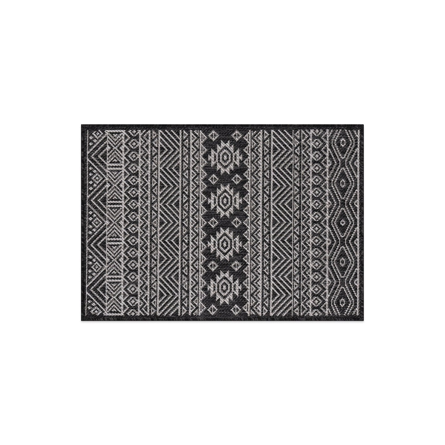 World Rug Gallery Distressed Geometric Bohemian Textured Flat Weave Indoor/Outdoor Area Rug