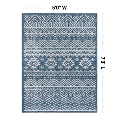 World Rug Gallery Distressed Geometric Bohemian Textured Flat Weave Indoor/Outdoor Area Rug