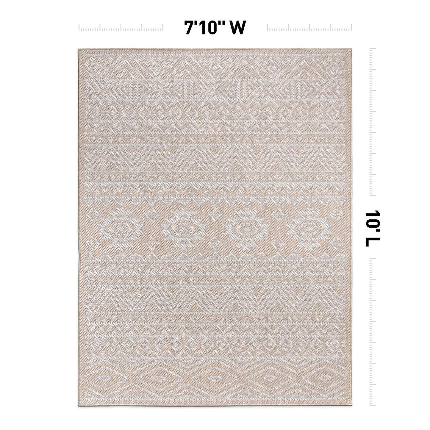 World Rug Gallery Distressed Geometric Bohemian Textured Flat Weave Indoor/Outdoor Area Rug