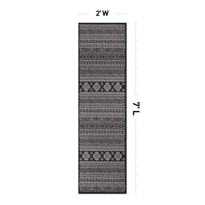 World Rug Gallery Distressed Geometric Bohemian Textured Flat Weave Indoor/Outdoor Area Rug