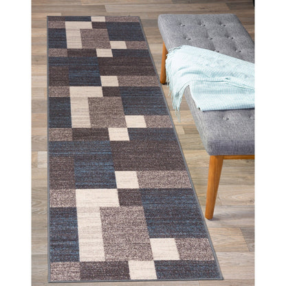 World Rug Gallery Modern Boxes Design Non-slip (Non-skid) Area Rug