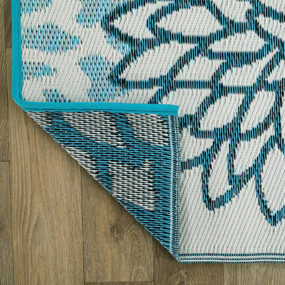 World Rug Gallery Modern Floral Aloha Reversible Recycled Plastic Outdoor Rugs