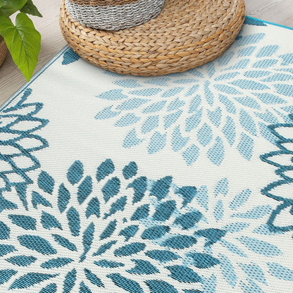 World Rug Gallery Modern Floral Aloha Reversible Recycled Plastic Outdoor Rugs