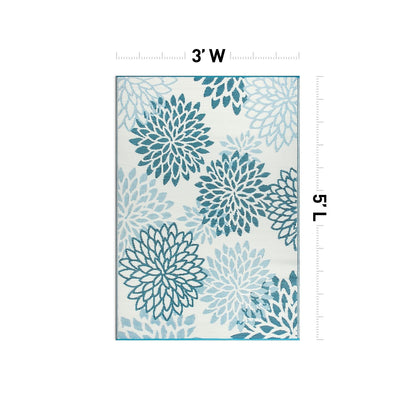 World Rug Gallery Modern Floral Aloha Reversible Recycled Plastic Outdoor Rugs
