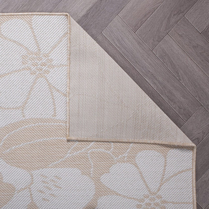 World Rug Gallery Modern Floral Flowers Textured Flat Weave Indoor/Outdoor Area Rug