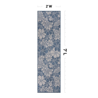 World Rug Gallery Modern Floral Flowers Textured Flat Weave Indoor/Outdoor Area Rug