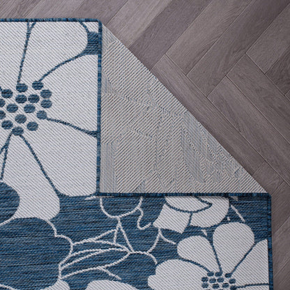 World Rug Gallery Modern Floral Flowers Textured Flat Weave Indoor/Outdoor Area Rug