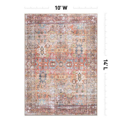 World Rug Gallery Transitional Distressed Machine Washable Non Slip Area Rug