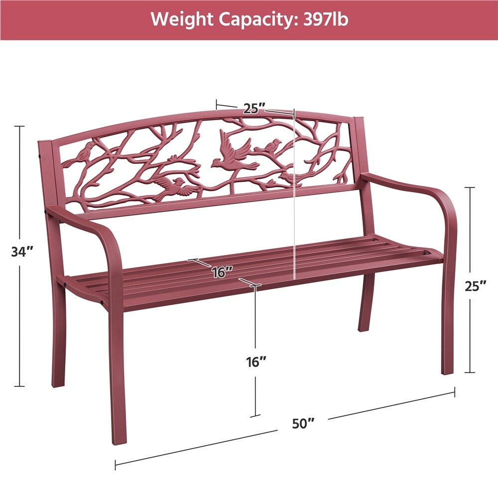 Yaheetech Patio Garden Bench Outdoors Metal Porch Chair - N/A