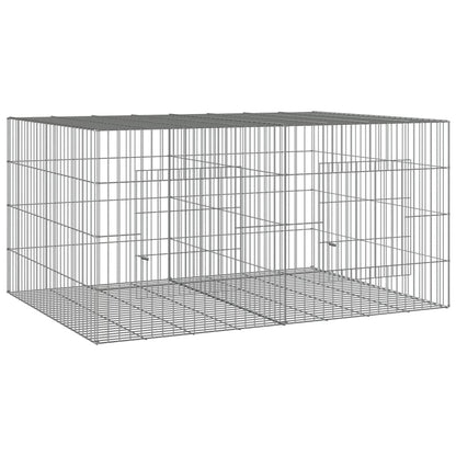 vidaXL 3-Panel Rabbit Cage Animal Hutch Playpen Enclosure Galvanized Iron