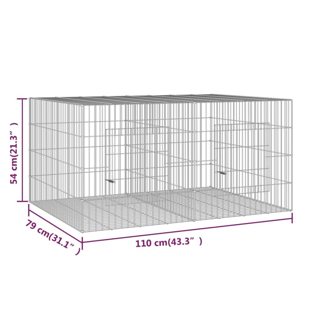 vidaXL 3-Panel Rabbit Cage Animal Hutch Playpen Enclosure Galvanized Iron